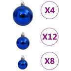 Juego de bolas de Navidad 111 pzas poliestireno azul