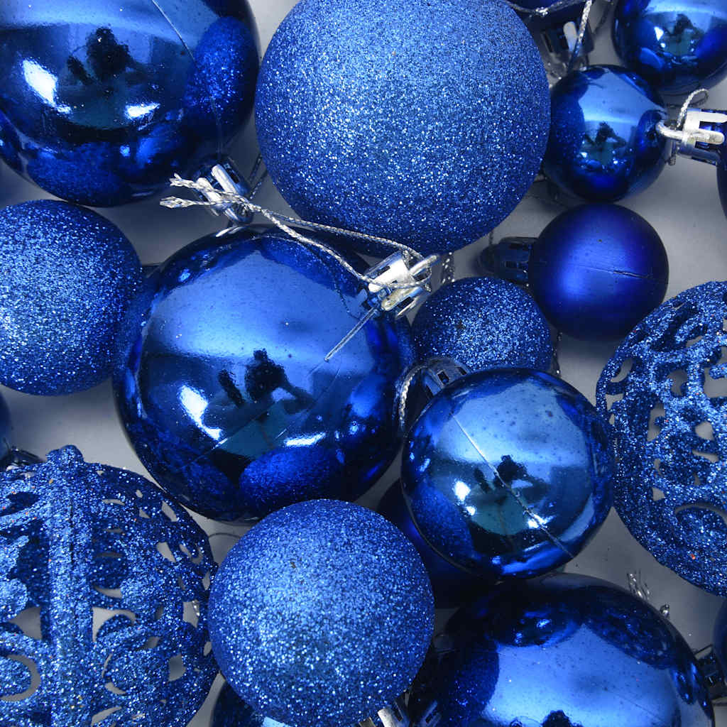 Juego de bolas de Navidad 111 pzas poliestireno azul
