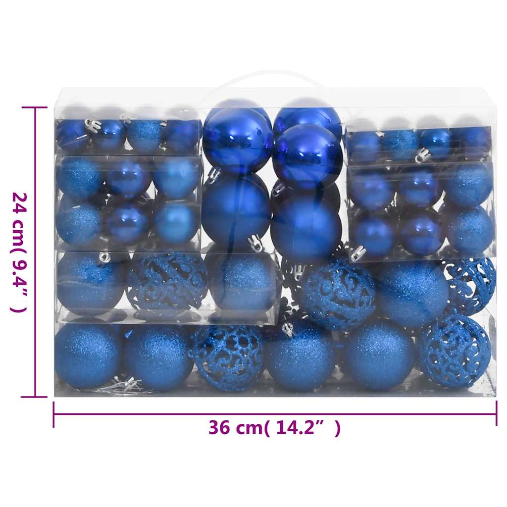 Juego de bolas de Navidad 111 pzas poliestireno azul