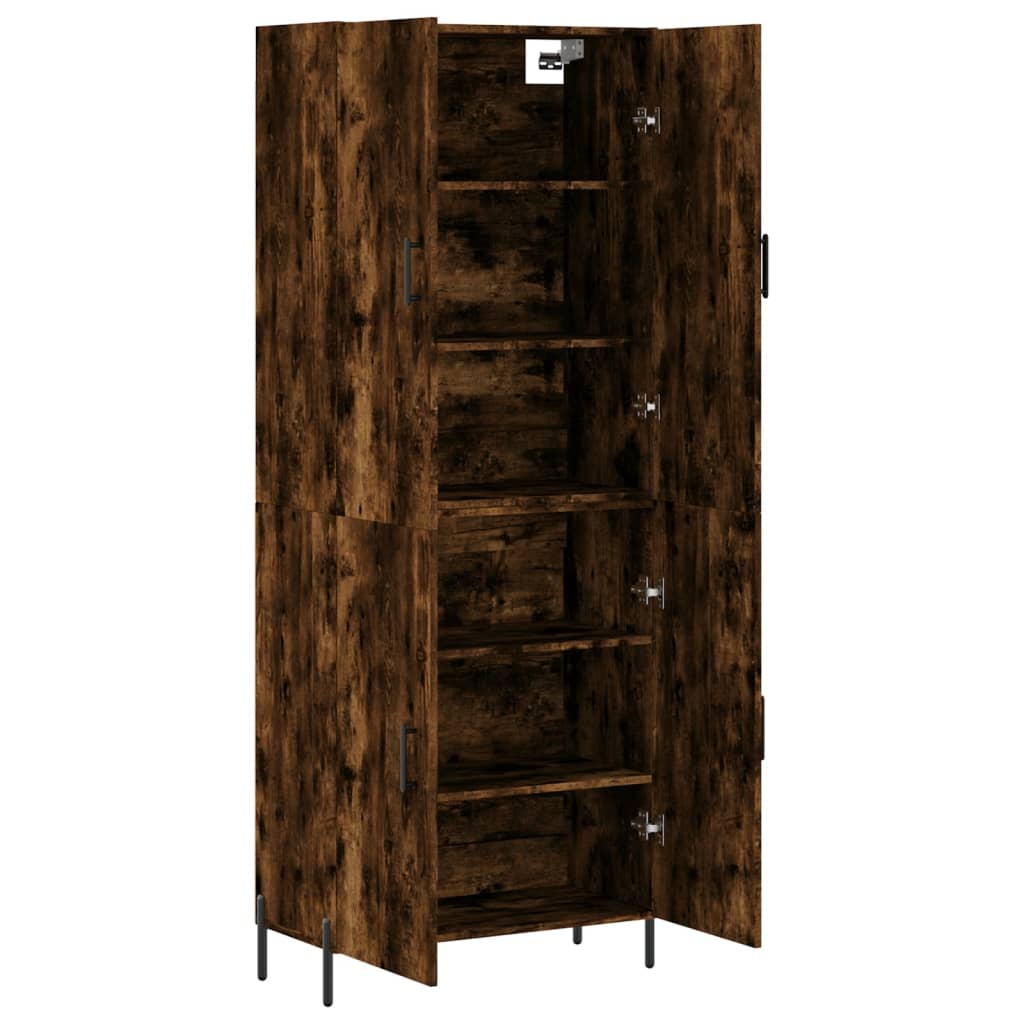 Aparador alto madera contrachapada roble ahumado 69,5x34x180 cm
