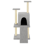 Rascador para gatos con postes de sisal gris claro 110 cm