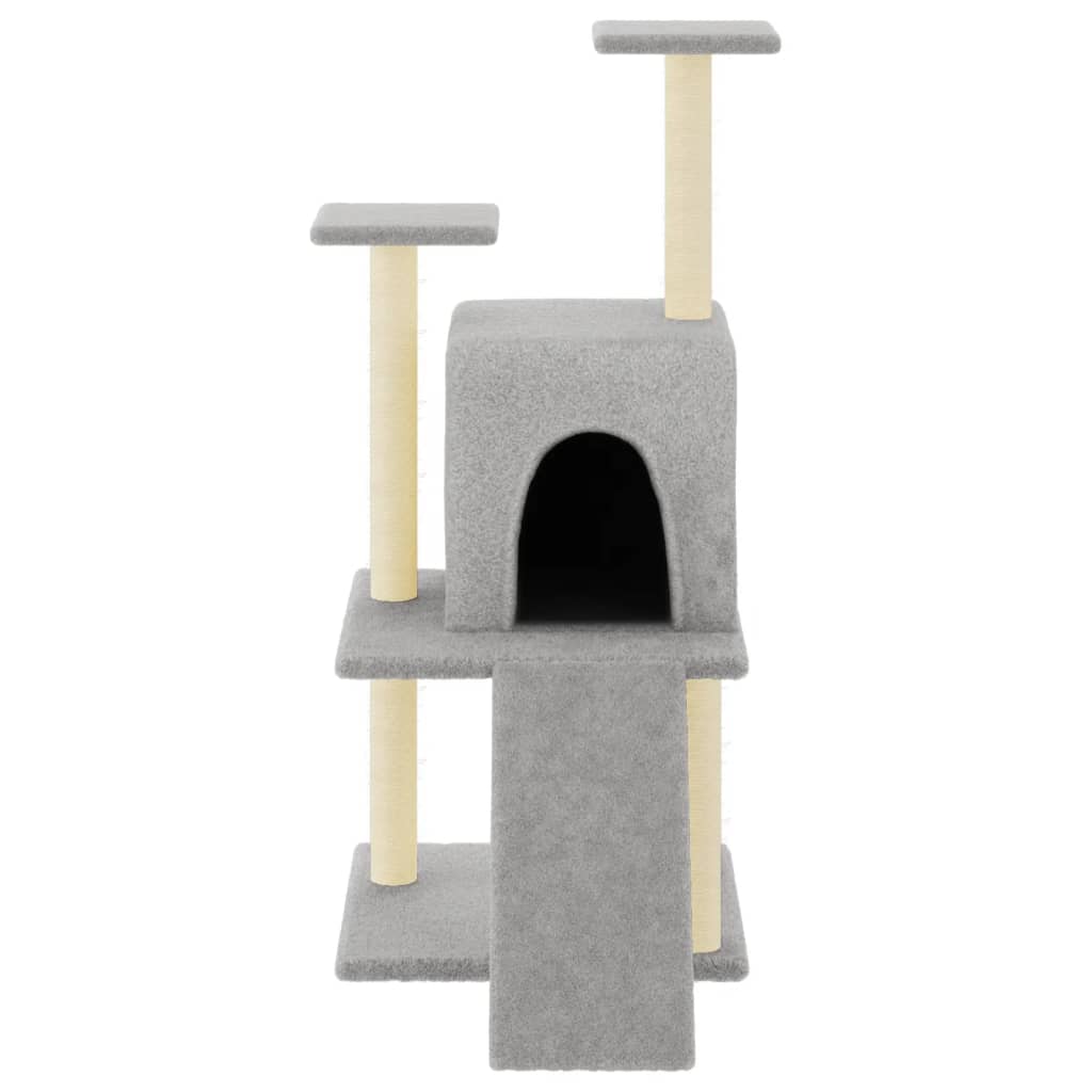 Rascador para gatos con postes de sisal gris claro 110 cm