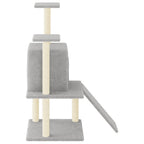 Rascador para gatos con postes de sisal gris claro 110 cm