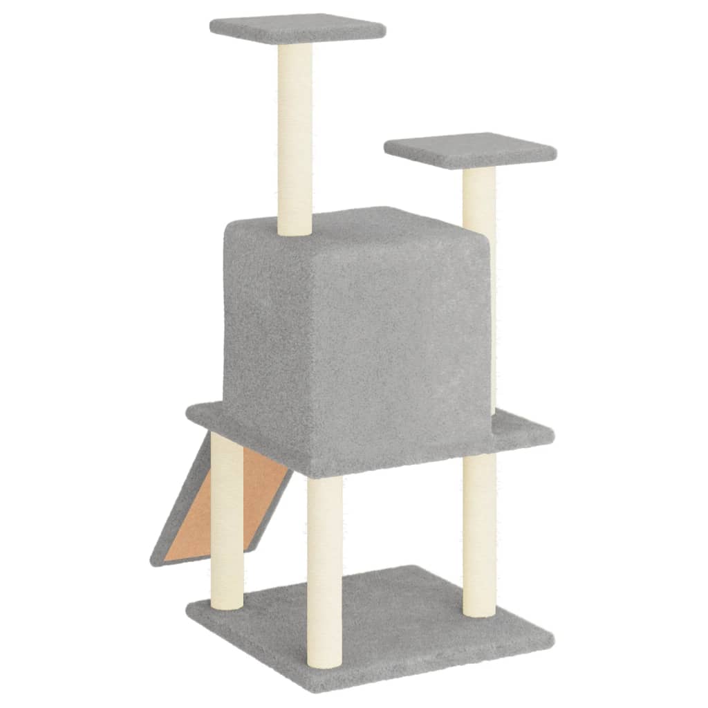 Rascador para gatos con postes de sisal gris claro 110 cm