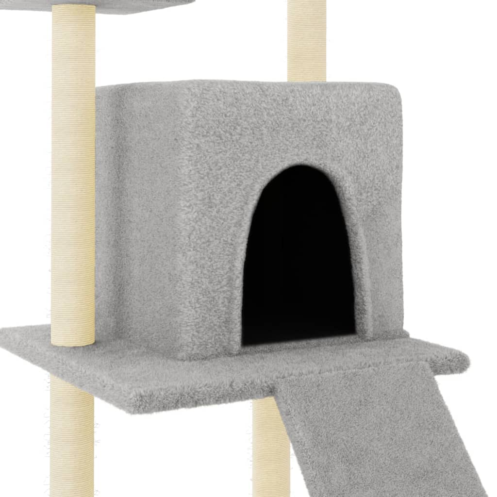 Rascador para gatos con postes de sisal gris claro 110 cm