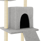 Rascador para gatos con postes de sisal gris claro 110 cm