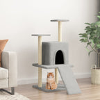 Rascador para gatos con postes de sisal gris claro 110 cm
