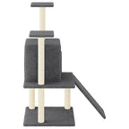 Rascador para gatos con postes de sisal gris oscuro 110 cm