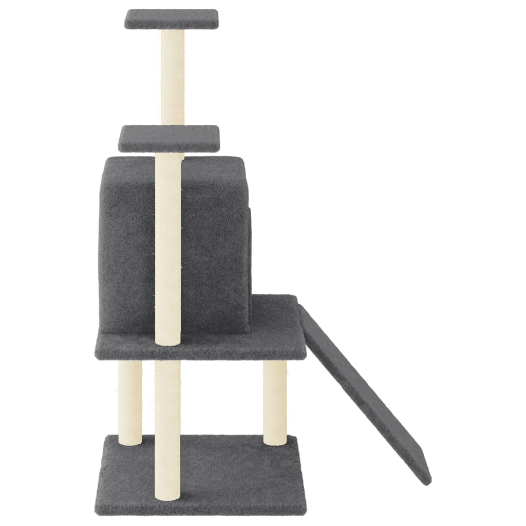 Rascador para gatos con postes de sisal gris oscuro 110 cm