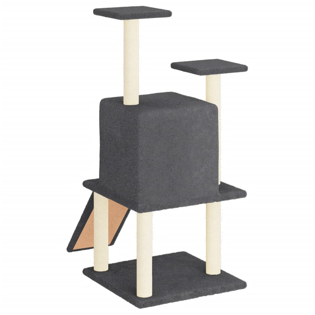 Rascador para gatos con postes de sisal gris oscuro 110 cm