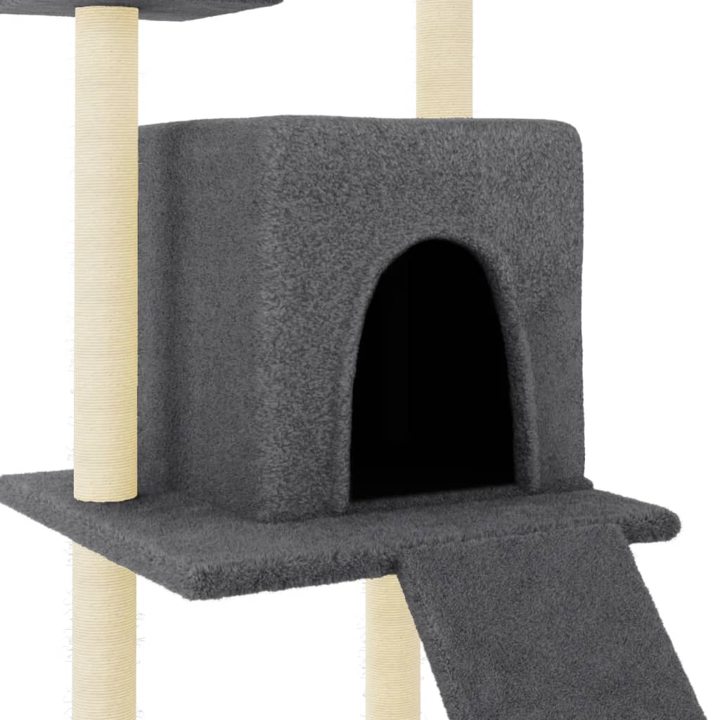 Rascador para gatos con postes de sisal gris oscuro 110 cm