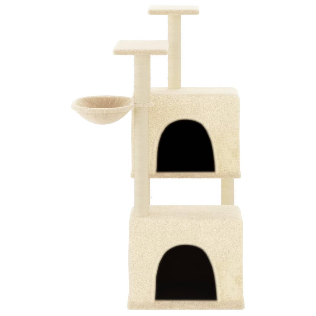 Rascador para gatos con postes de sisal color crema 122 cm