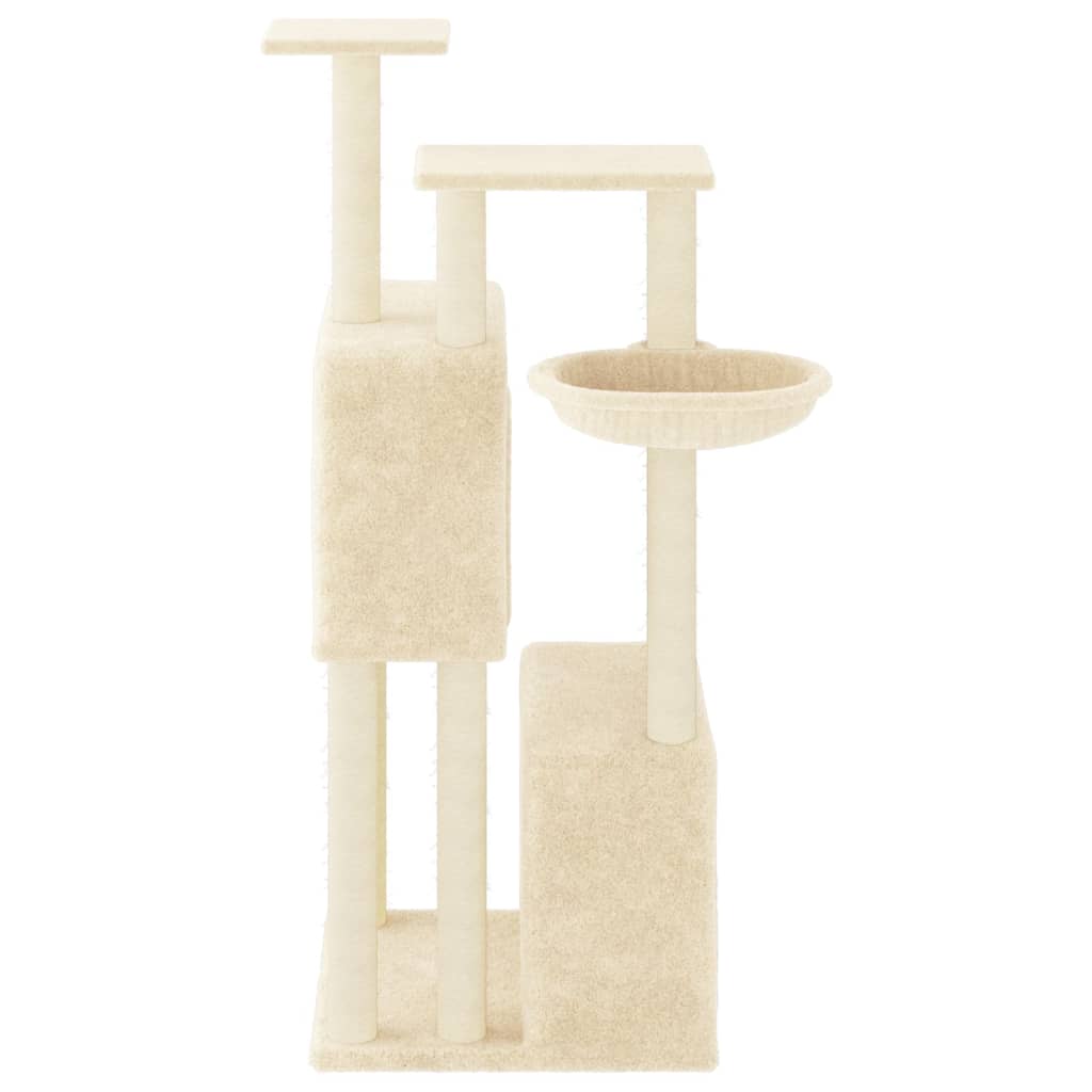 Rascador para gatos con postes de sisal color crema 122 cm