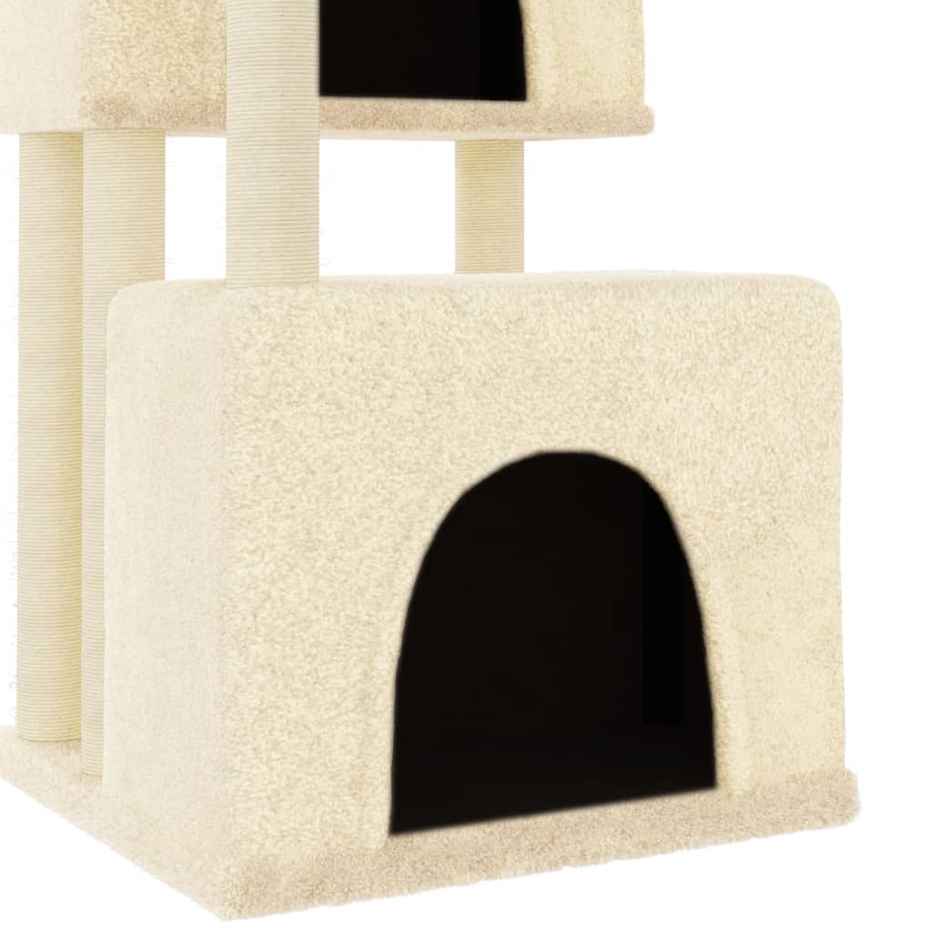 Rascador para gatos con postes de sisal color crema 122 cm