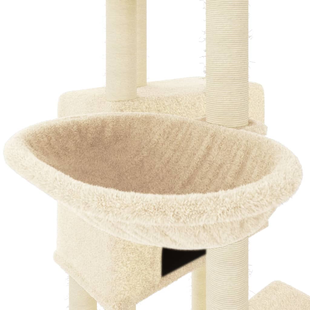 Rascador para gatos con postes de sisal color crema 122 cm