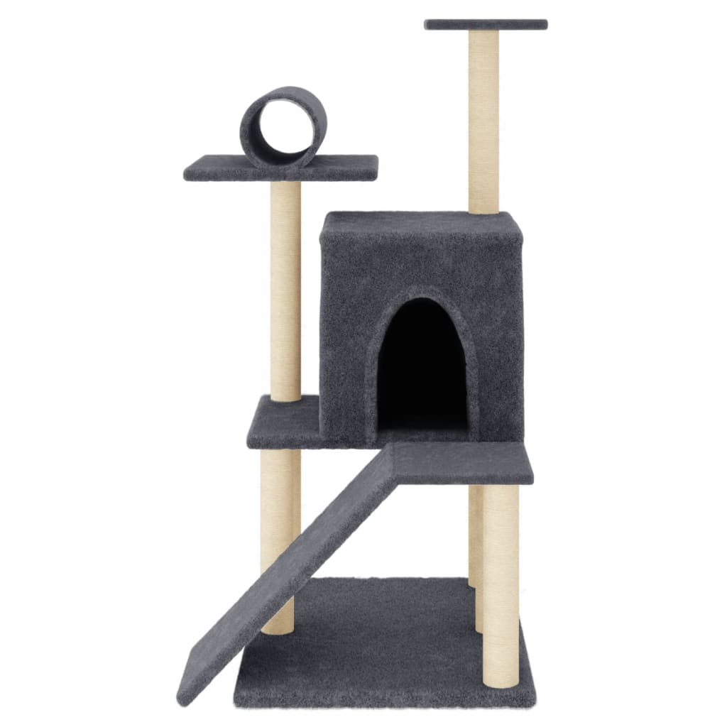 Rascador para gatos con postes de sisal gris oscuro 110,5 cm