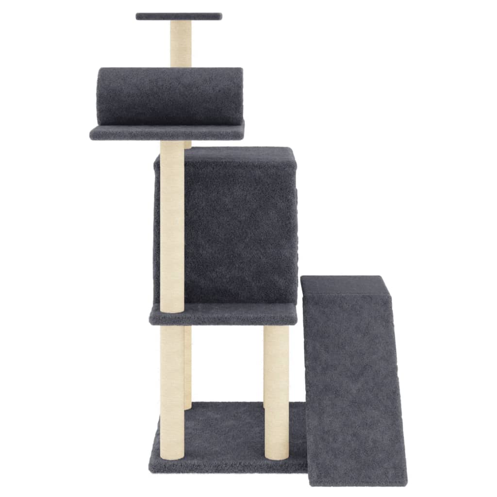 Rascador para gatos con postes de sisal gris oscuro 110,5 cm