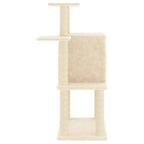 Rascador para gatos con postes de sisal color crema 97 cm