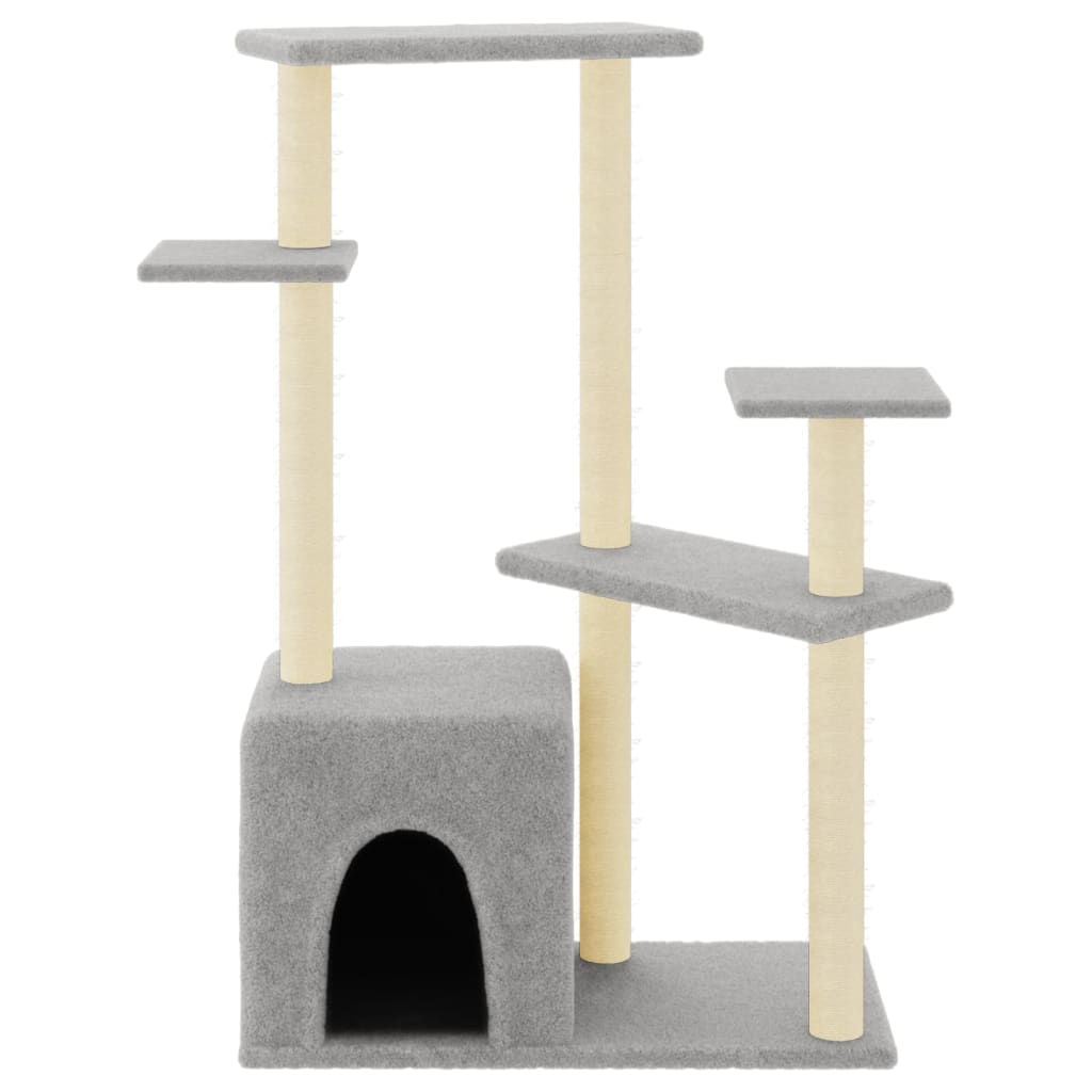 Rascador para gatos con postes de sisal gris claro 107,5 cm
