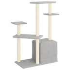 Rascador para gatos con postes de sisal gris claro 107,5 cm