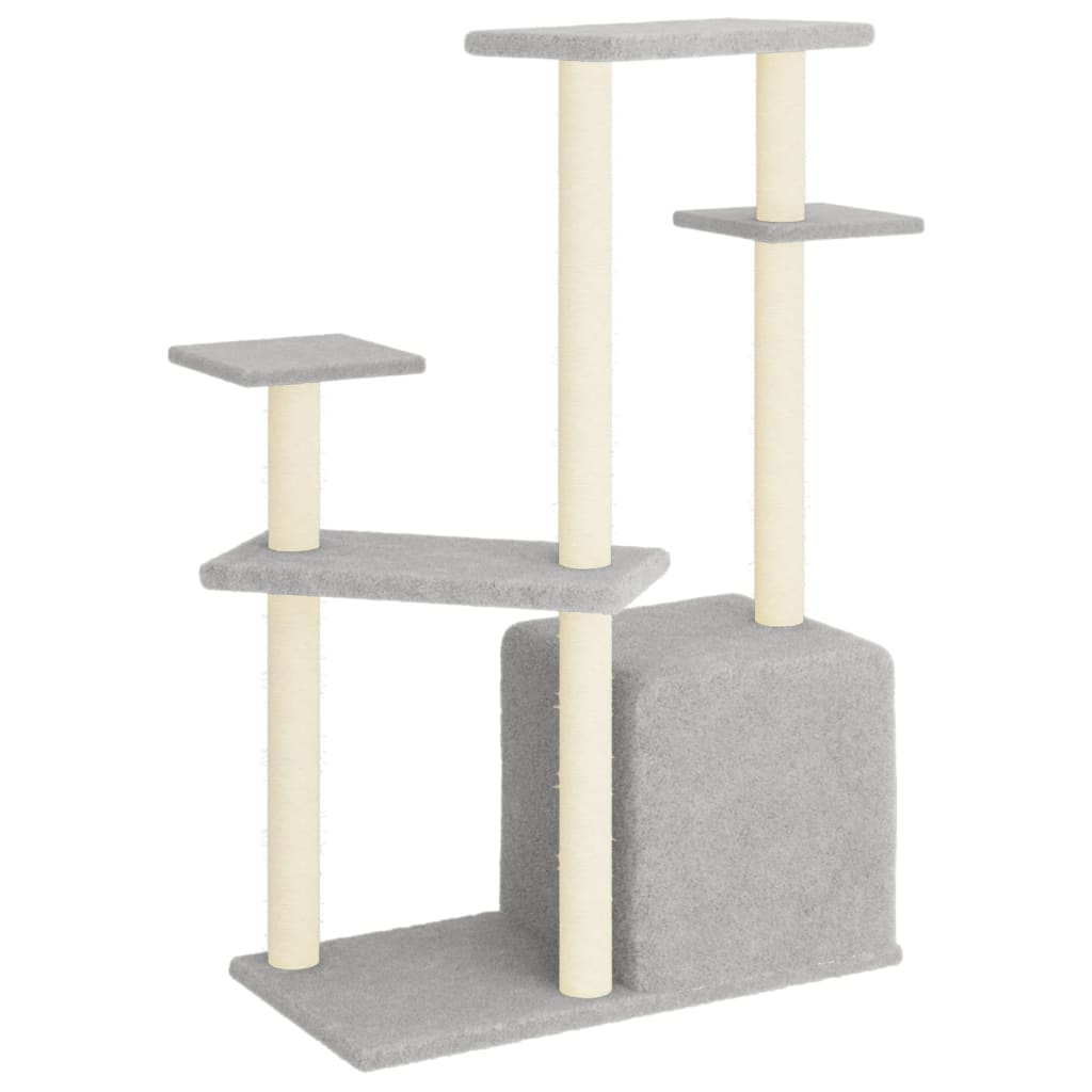 Rascador para gatos con postes de sisal gris claro 107,5 cm