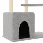 Rascador para gatos con postes de sisal gris claro 107,5 cm