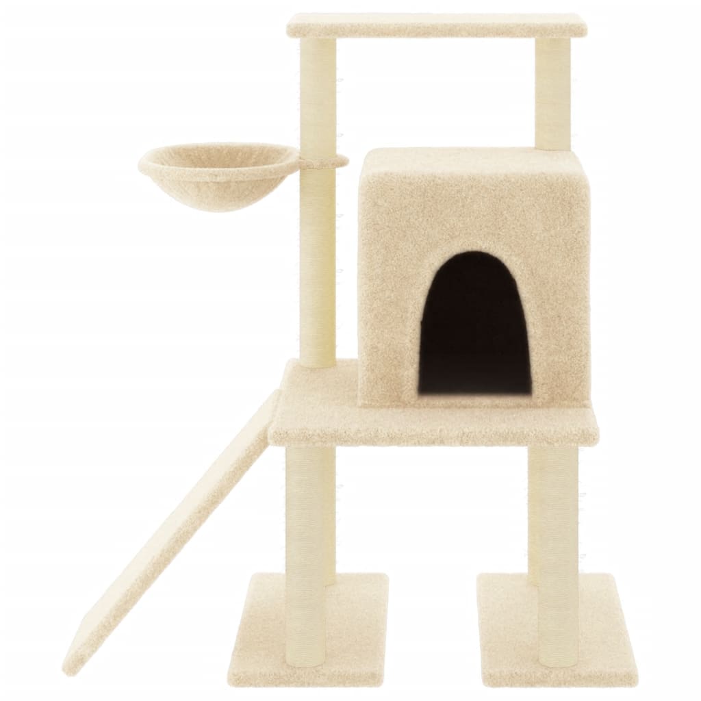 Rascador para gatos con postes de sisal color crema 96,5 cm
