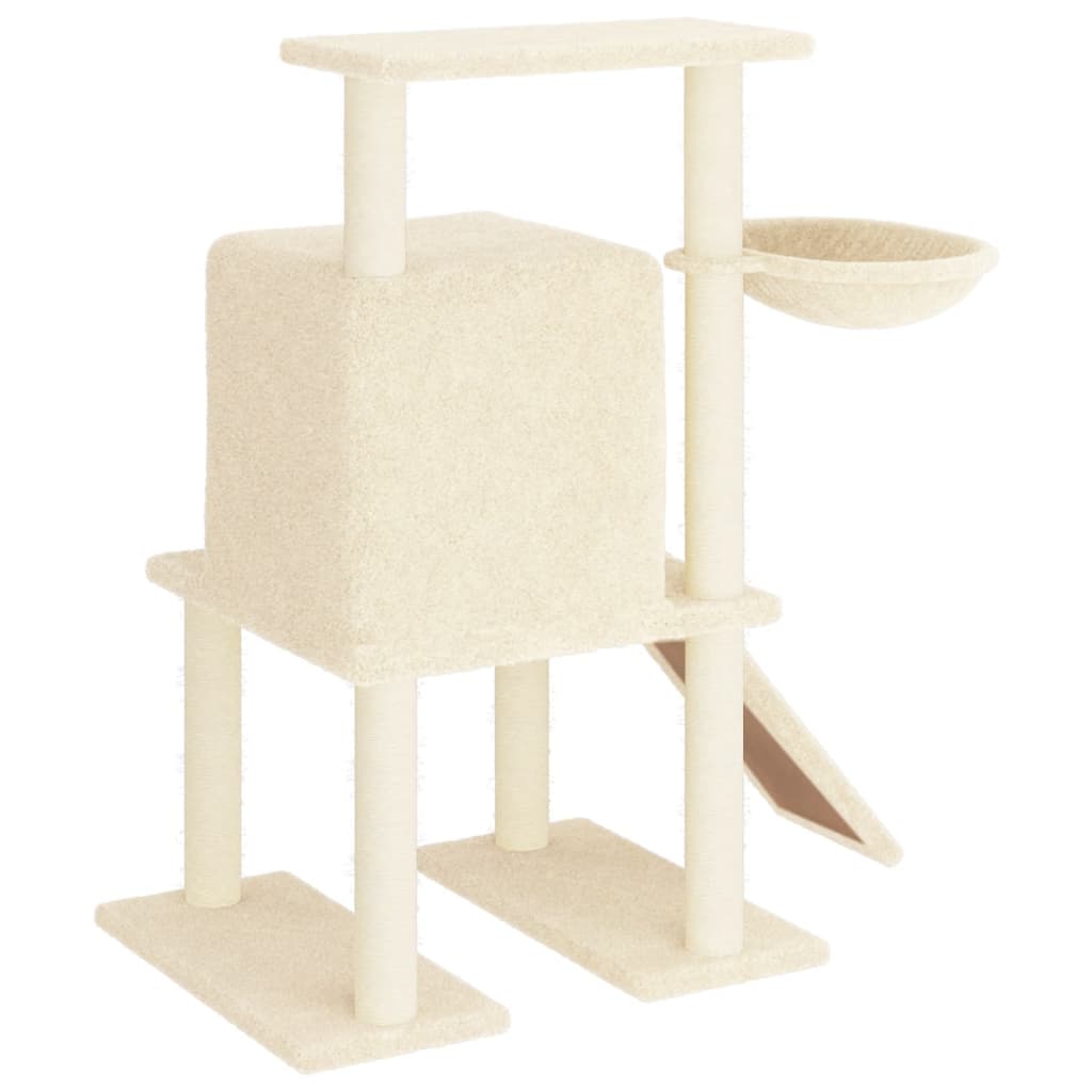 Rascador para gatos con postes de sisal color crema 96,5 cm
