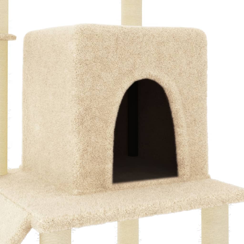 Rascador para gatos con postes de sisal color crema 96,5 cm