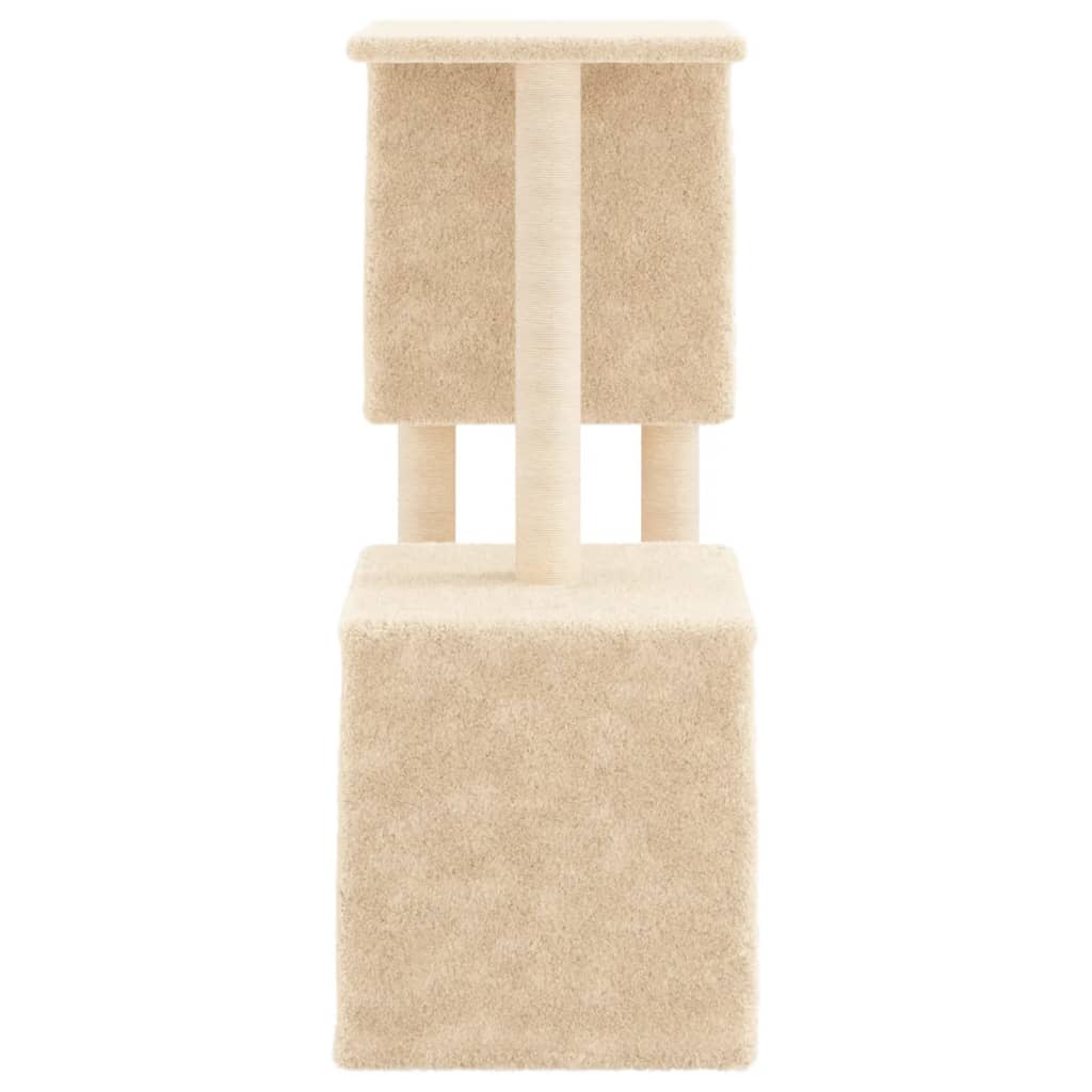 Rascador para gatos con postes de sisal color crema 86 cm