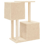 Rascador para gatos con postes de sisal color crema 86 cm