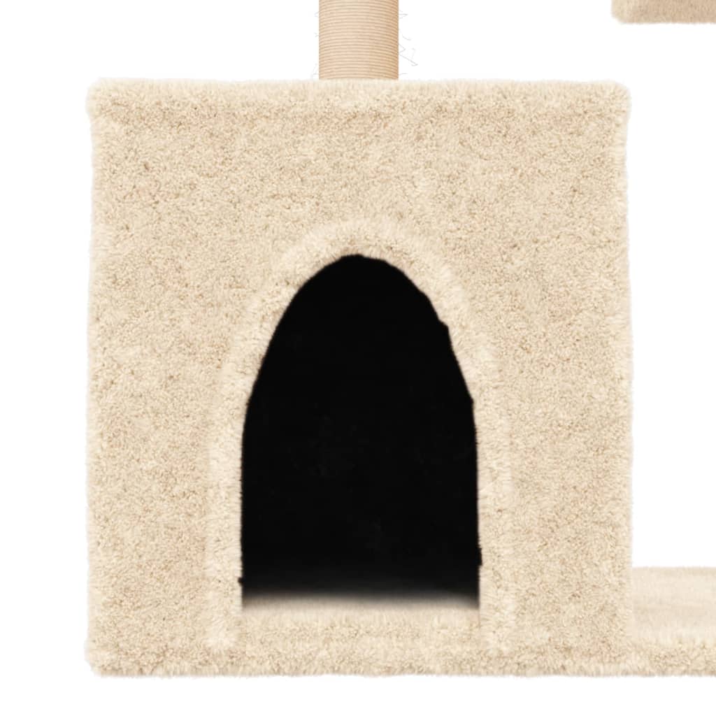 Rascador para gatos con postes de sisal color crema 86 cm