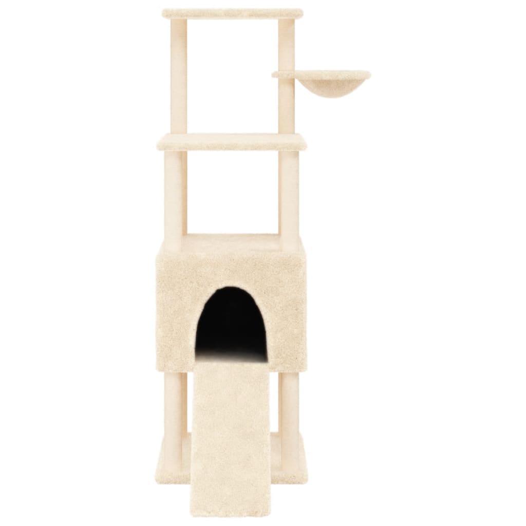Rascador para gatos con postes de sisal crema 153 cm