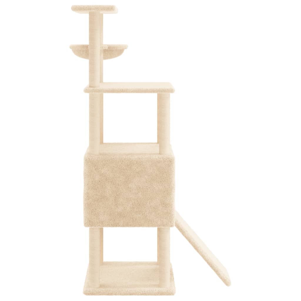 Rascador para gatos con postes de sisal crema 153 cm