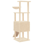 Rascador para gatos con postes de sisal crema 153 cm