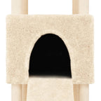 Rascador para gatos con postes de sisal crema 153 cm
