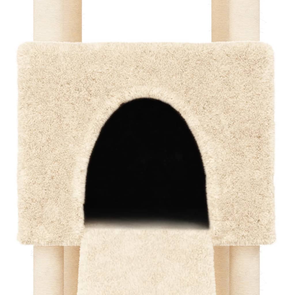 Rascador para gatos con postes de sisal crema 153 cm