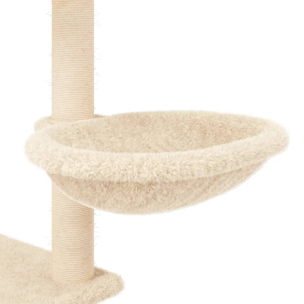 Rascador para gatos con postes de sisal crema 153 cm