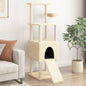 Arranhador para gatos com postes de sisal creme 153 cm