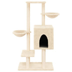 Rascador para gatos con postes de sisal color crema 117 cm