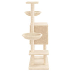 Rascador para gatos con postes de sisal color crema 117 cm