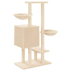 Rascador para gatos con postes de sisal color crema 117 cm