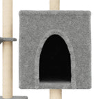 Rascador para gatos con postes de sisal gris claro 117 cm