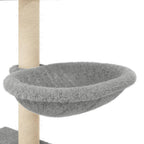 Rascador para gatos con postes de sisal gris claro 117 cm
