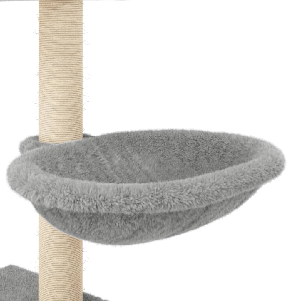 Rascador para gatos con postes de sisal gris claro 117 cm