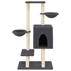 Rascador para gatos con postes de sisal gris oscuro 117 cm