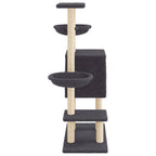 Rascador para gatos con postes de sisal gris oscuro 117 cm