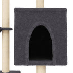 Rascador para gatos con postes de sisal gris oscuro 117 cm
