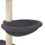Rascador para gatos con postes de sisal gris oscuro 117 cm