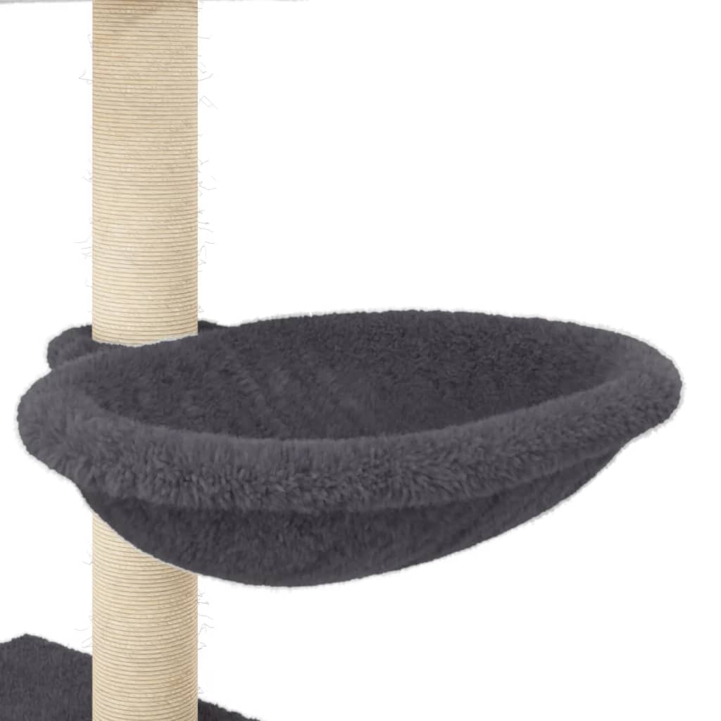 Rascador para gatos con postes de sisal gris oscuro 117 cm